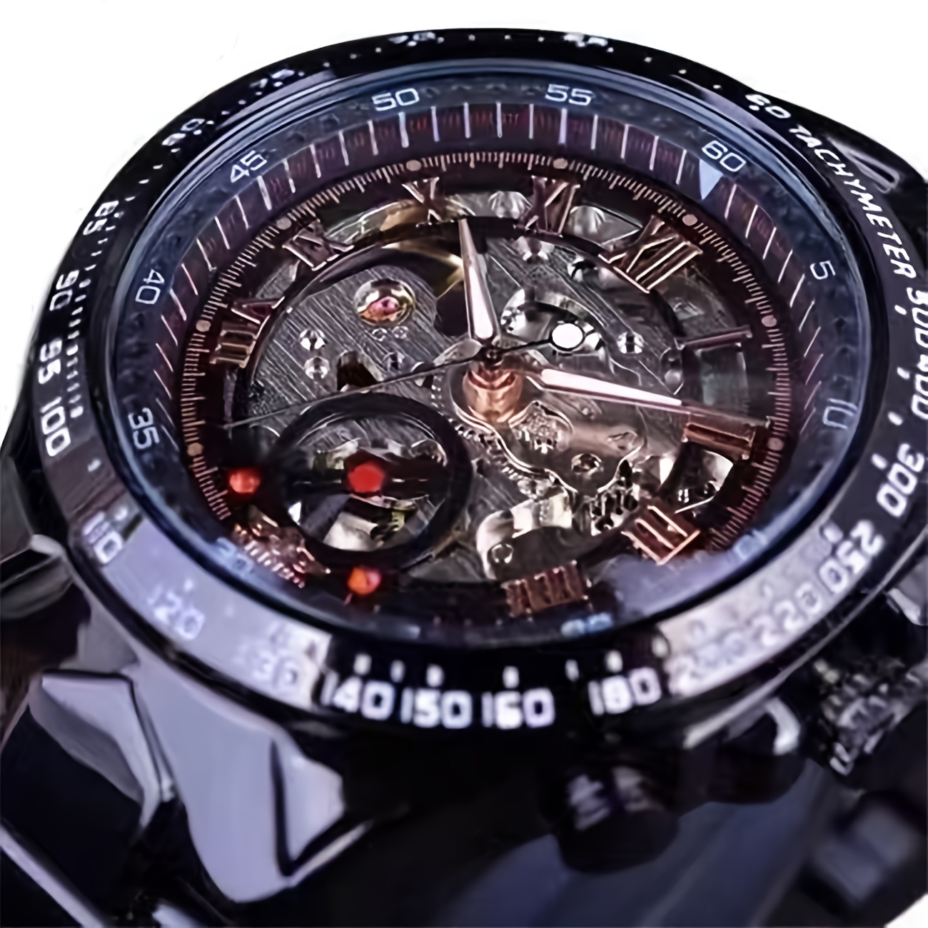 Mechanical Sport Design Bezel Men's Watch, Hollow Dial