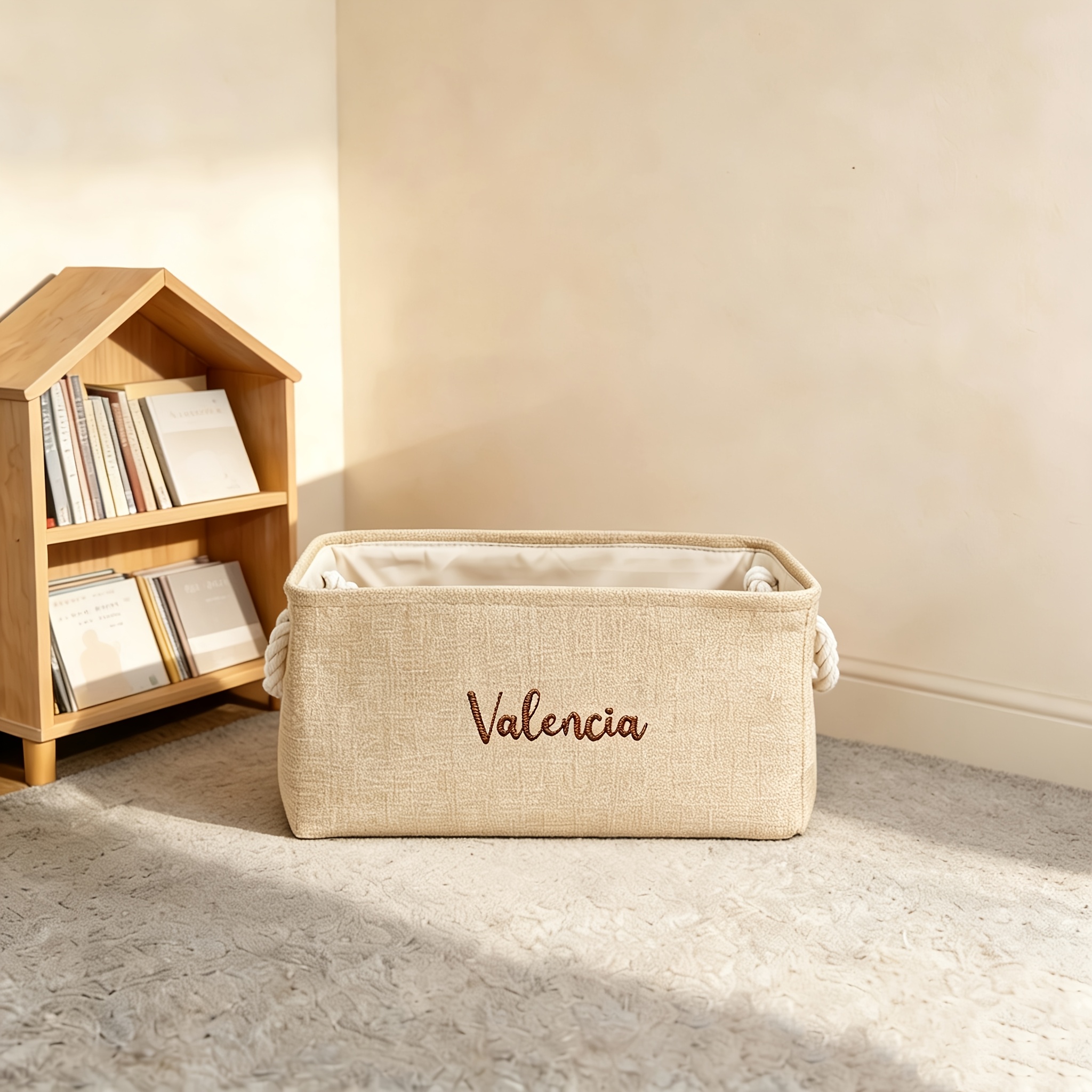 Personalized Embroidered Storage Basket with Handle