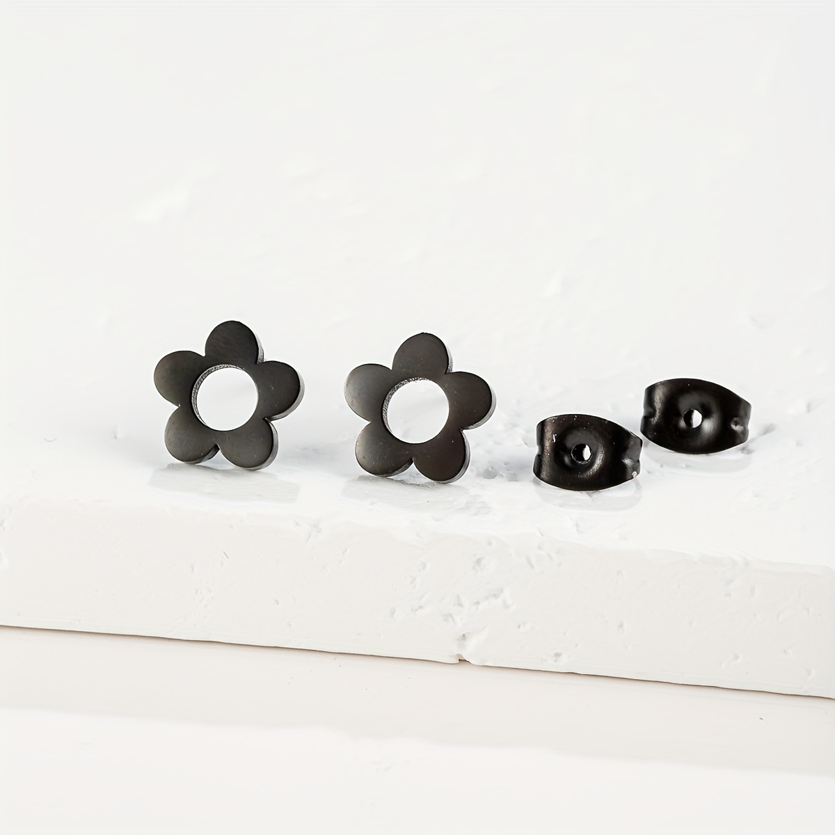 Silver Star Stud Earrings - Stainless Steel, Butterfly Closure - Men's & Women's (Pair)