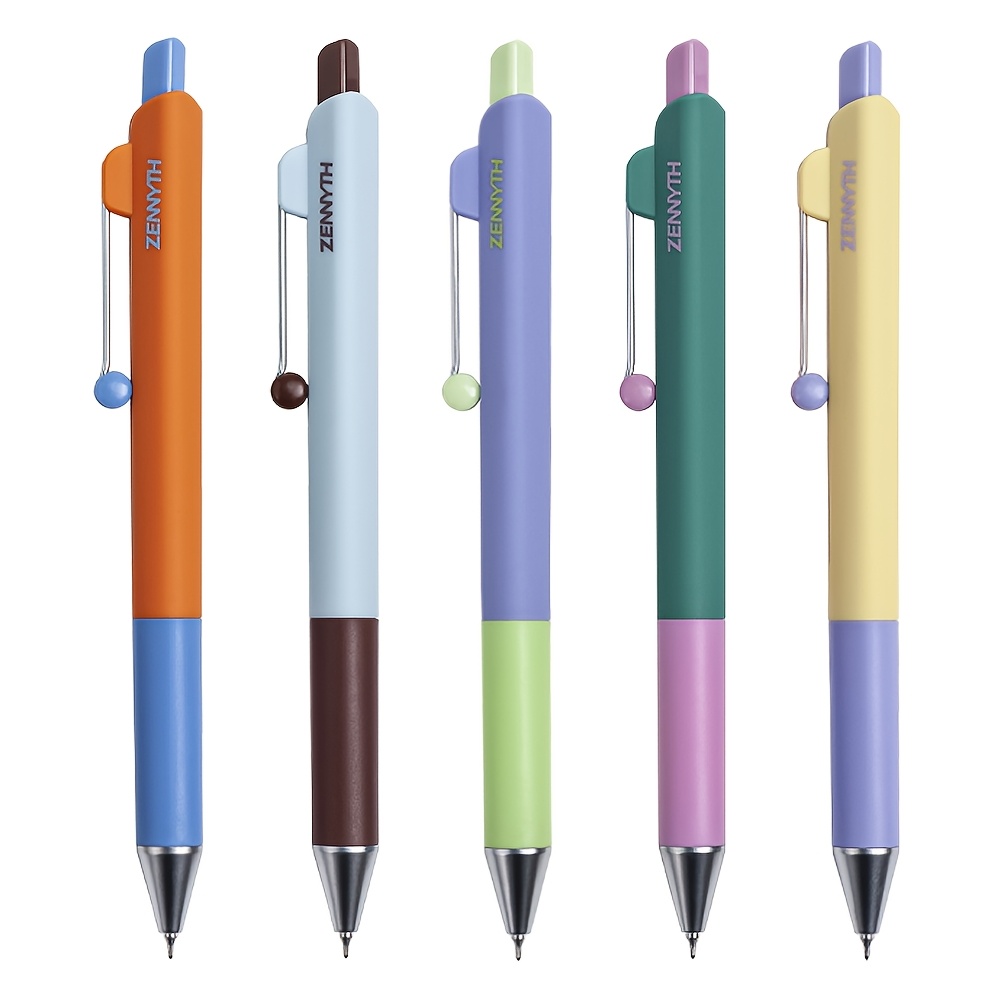 TEMU 5pcs Minimalist Gel Pen Set 0.5mm Low Quick Dry Pen Dopamine Color Scheme Black Pens For Study And Office Supplies