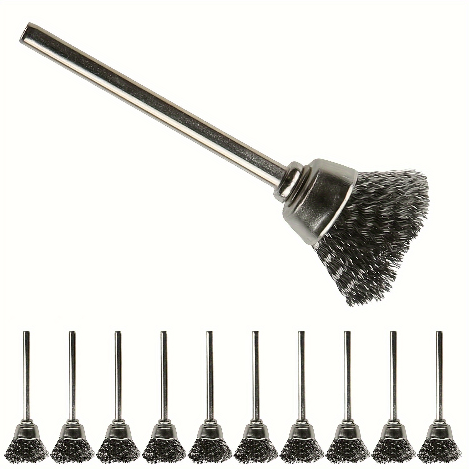 

10-pack Stainless Steel Wire Brushes, 1.37-inch, Rust Removal Cleaning Tools, Electric Tool Accessories, Polishing & Deburring Brushes For Home Renovation, Metal Material, Cordless Operation