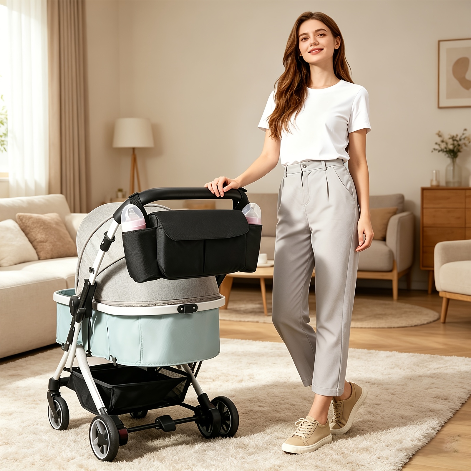 1pc universal stroller hanging bag suitable for mother and travel storage of diapers milk bottles and other items hanging bag stroller additions stroller storage bag hanging bag