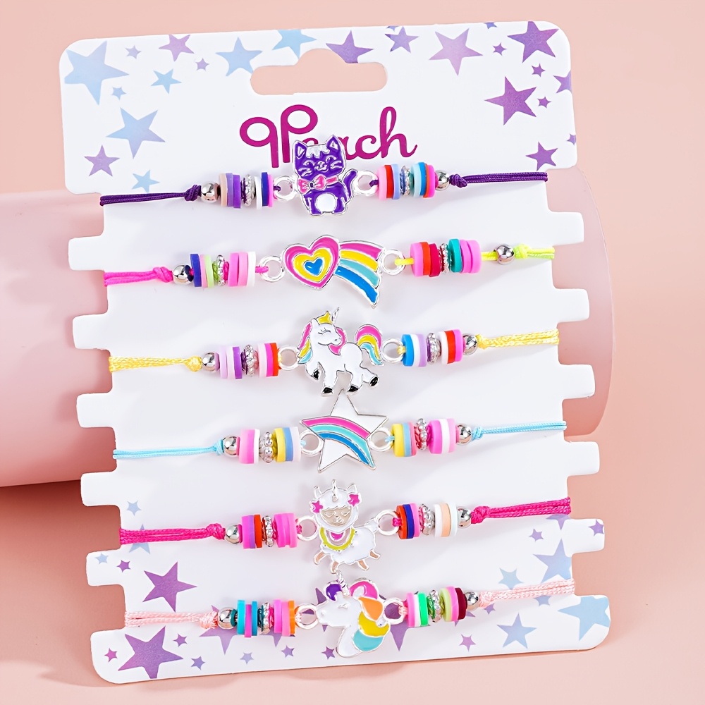 6pcs Adjustable Drawstring Bracelet Set for Girls