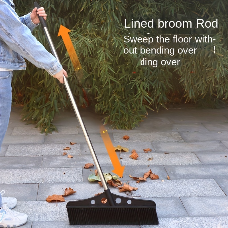 

[home Relaxation] Heavy-duty Large Broom With Long Handle For Yard And Indoor Use - Stiff Bristles For Leaf And Sweeping, For Cleaning