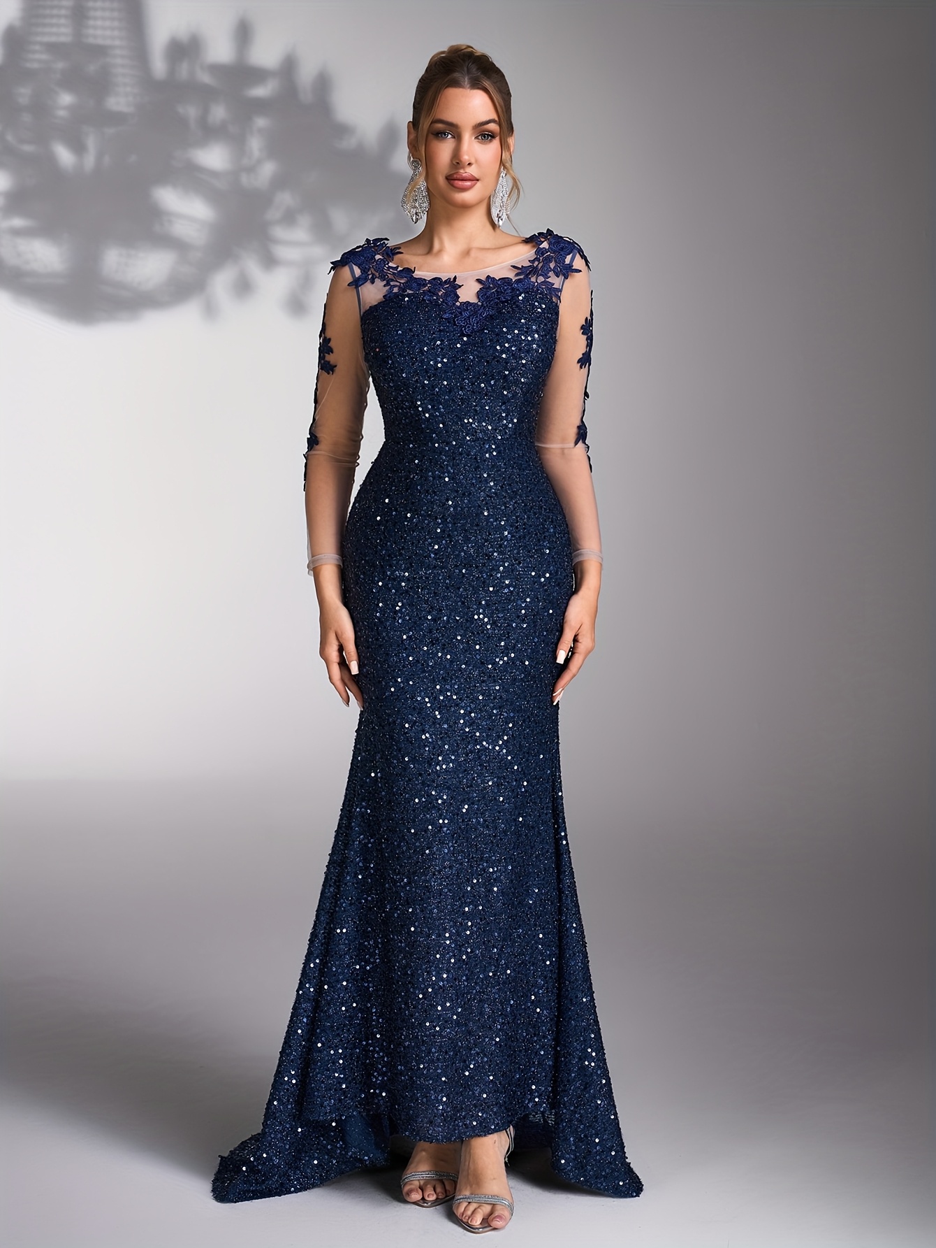 temu formal dresses for weddings Stunning Long A-line Sequined Beading Sleeveless Prom Evening Dresses –  misshow.com main image 0