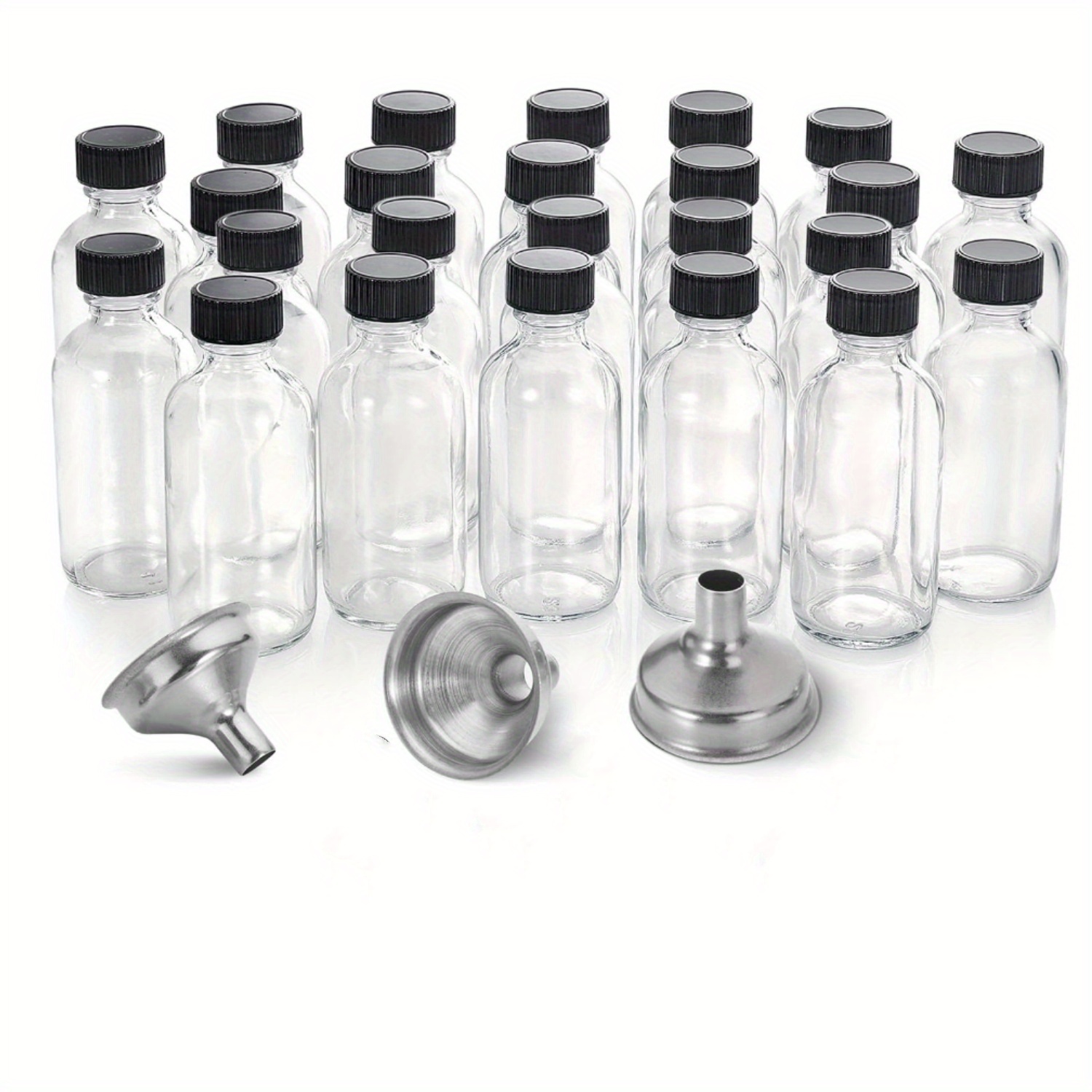 Lot De 12 Petites Bouteilles En Verre Rond 60ml (2 Oz) Avec Bouchon - Transparent, Neuf