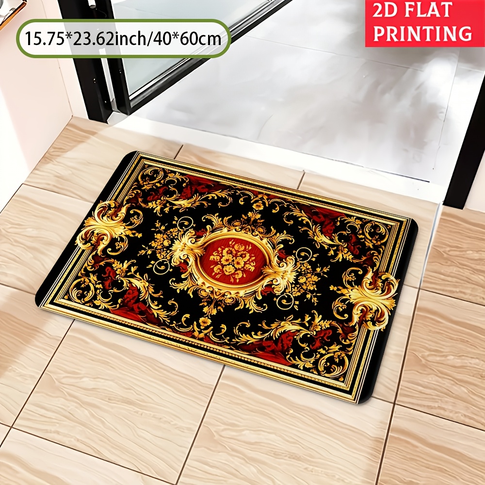 item picture 1pc european court pattern door mat velvet fabric non slip and absorbent machine washable ultra soft plush suitable for living room front door bathroom entrance bedroom door courtyard back door entrance area all match item