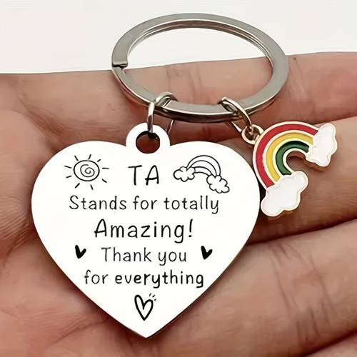 1pc teacher appreciation keychain gift heart shaped pendant with charms thank you eng ved for teachers staff back to thanksgiving teachers day presents elegant keepsake for women educators teacher appreciation gifts design du ble eng ving thank you gifts charm keyring sturdy keyring teacher thank you