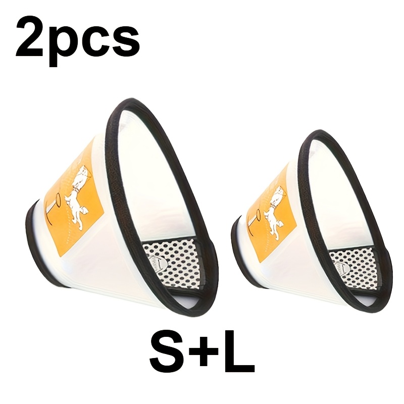 TEMU 2pcs (s+l) Dog Soft Bibs, Hood, Dog/cat Grooming , Bath Anti-scratch Collar, Comfortable Bib, Black Trim, Suitable For Dog/cat Daily And Outdoor