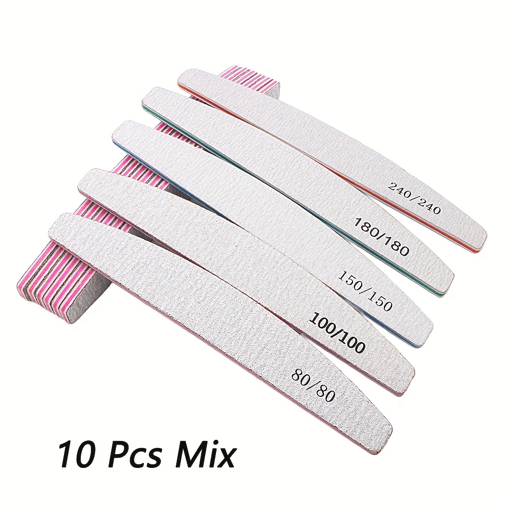 Image of 10pcs/lot Acrylic Printing Numbers Nail File Products Washable Wear Resistant Sandpaper Polishing Nail Grit 80 100 150 180 240 Suitable Professional/personal/salons/nails Practice
