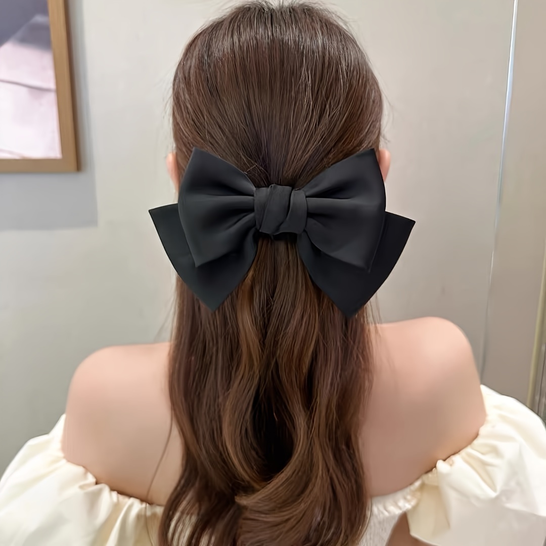 

Elegant Large Bow Hair Scrunchies, Satin Silk Oversized Bow Hair Ties, Premium Princess Hair Accessories For Women, Chic Bun Holder For Sophisticated Hairstyles, Black And Burgundy