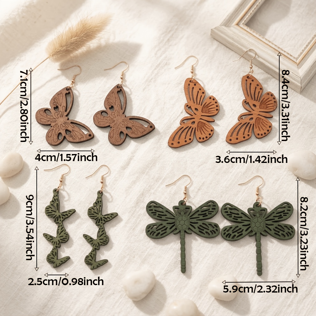 7pc Multicolor Butterfly & Dragonfly Statement Earrings Set