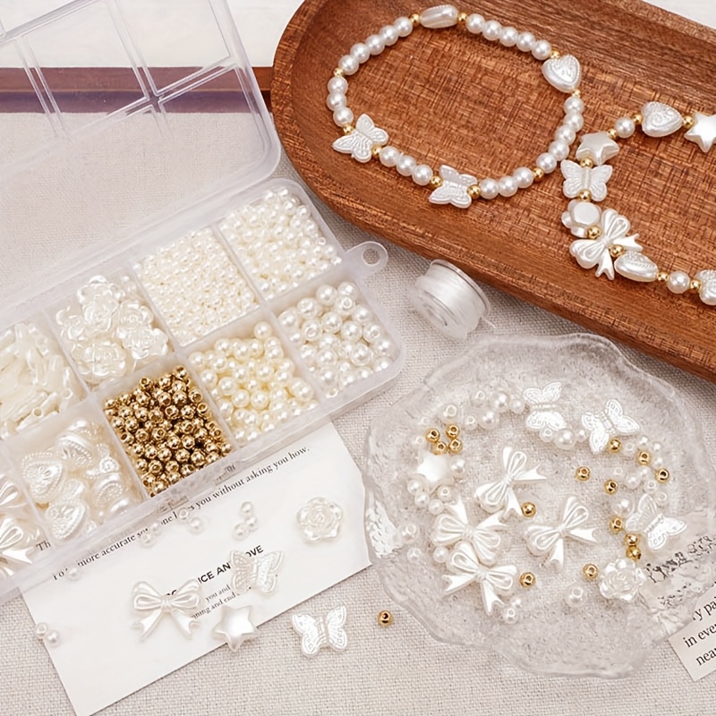 800pcs Elegant Pearl and Bead Jewelry Making Kit DIY Necklace,  Bracelet, and Earring Craft Set with Roses, Bows, and Acrylic Beads  Mother'S