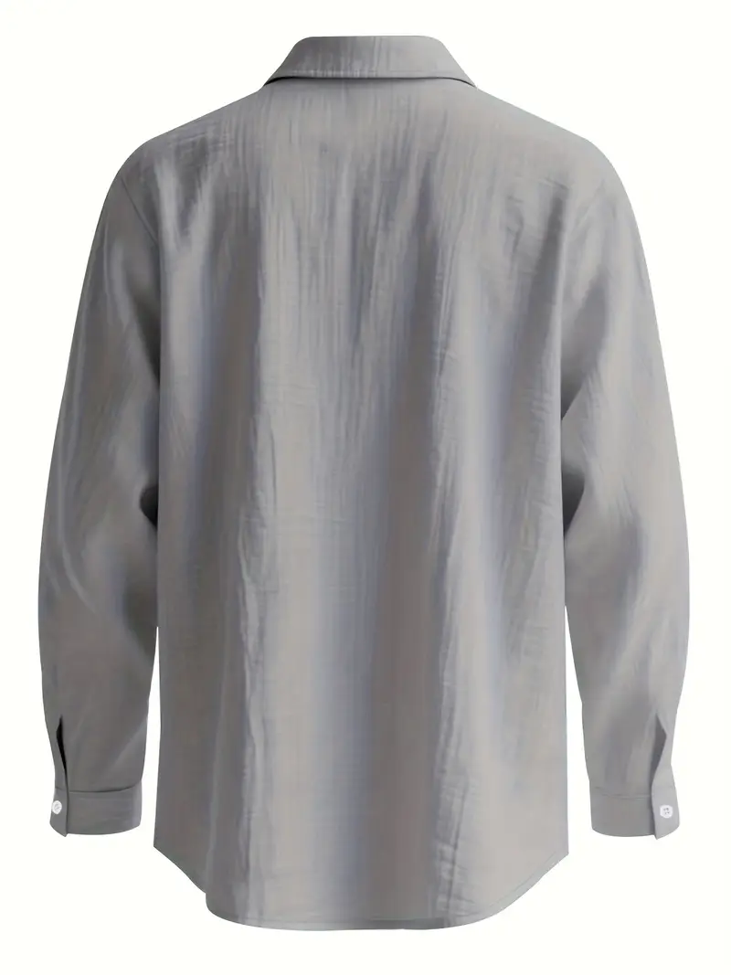 mens reversible stand collar linen shirt beige collar long sleeve button up button top machine washable regular casual formal wear fiber dress shirt Product details 14