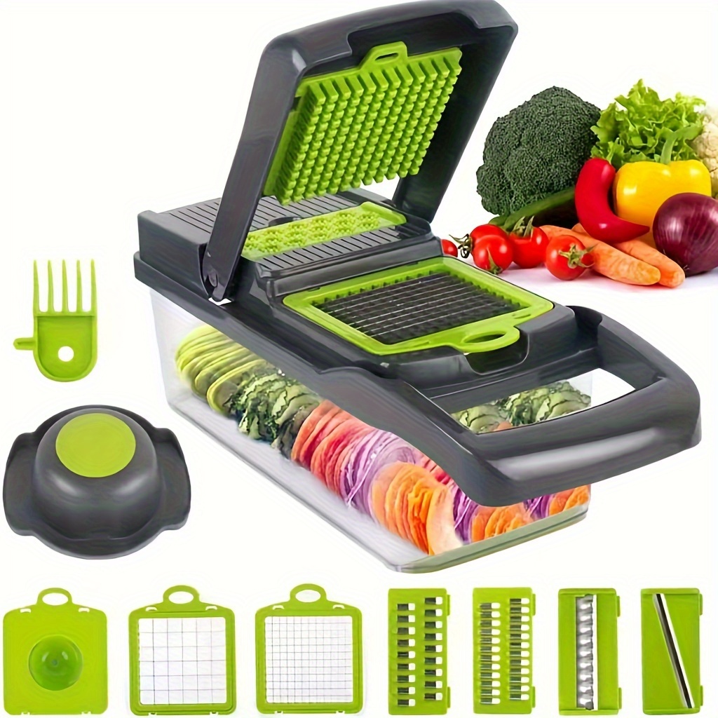 

15/17/22/26 Pieces, Vegetable Chopper, Food Chopper, Onion Chopper, , Vegetable , Vegetable Spiral Chopper, Vegetable Chopper With Container, Kitchen Utensils, , Smart