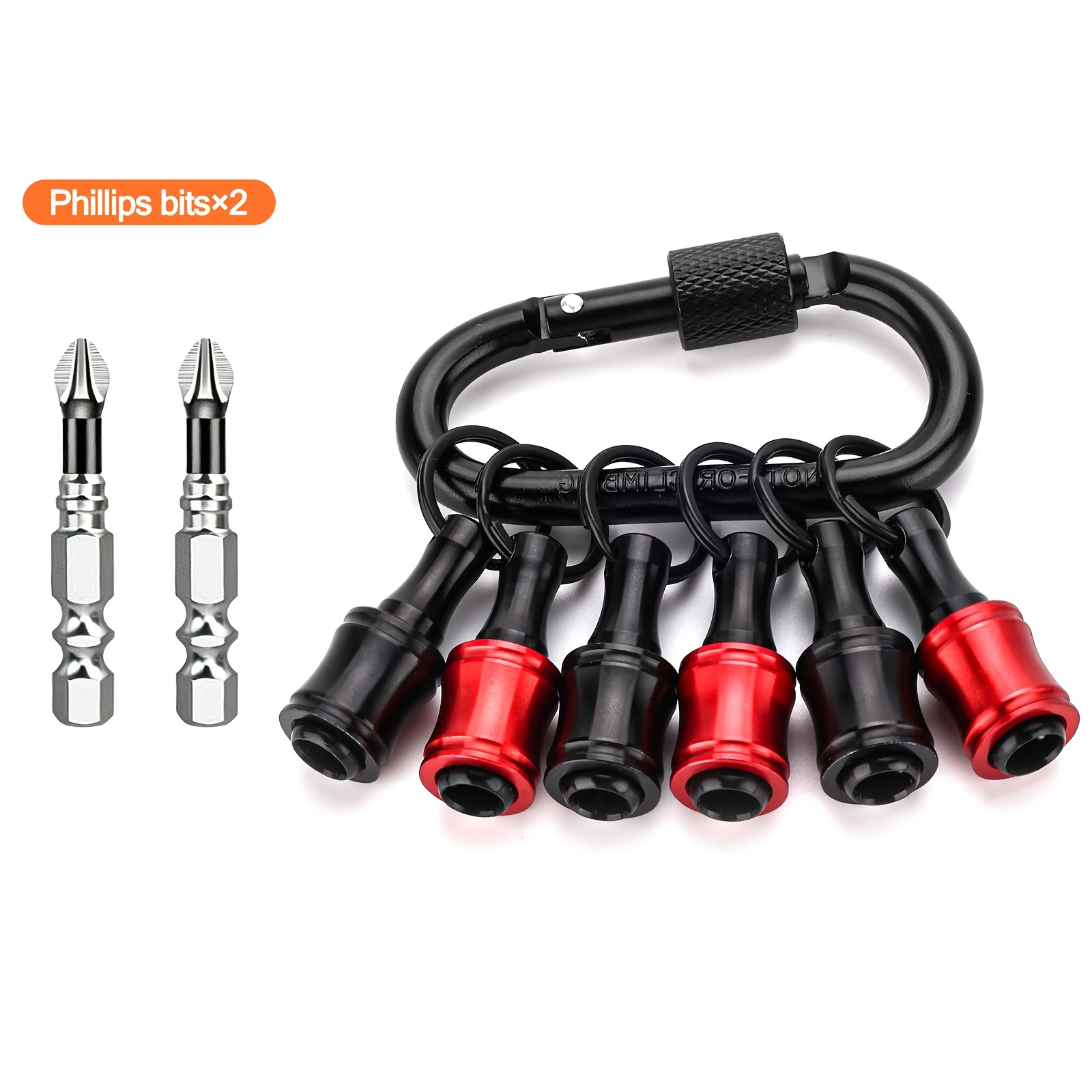 TEMU Lot de 8 porte-embouts hexagonaux 1/4" pour porte-clés, porte-embouts de tournevis à rapide avec 2 embouts Phillips PH2, accessoires à