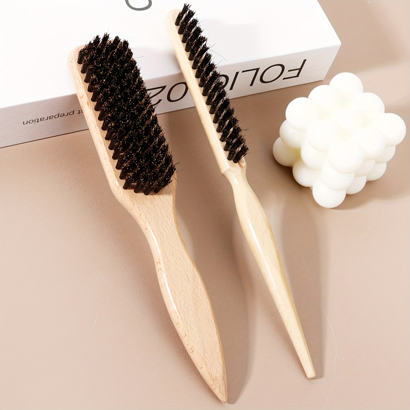 Image of Mane Hair Brush And Beard Brush Set, Natural Hairstyle Styling And Cleaning Comb, Polished And Flat Brush With Wooden Handle, Suitable For All Hair Types