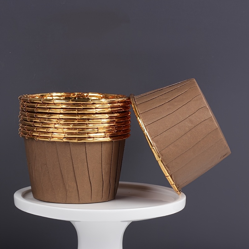 Image of 30pcs Inner Golden Muffin Cups, Heat Resistant Cake Paper Cup Holder- Perfect For Baking, Desserts, And Home Kitchen - Durable And Stylish