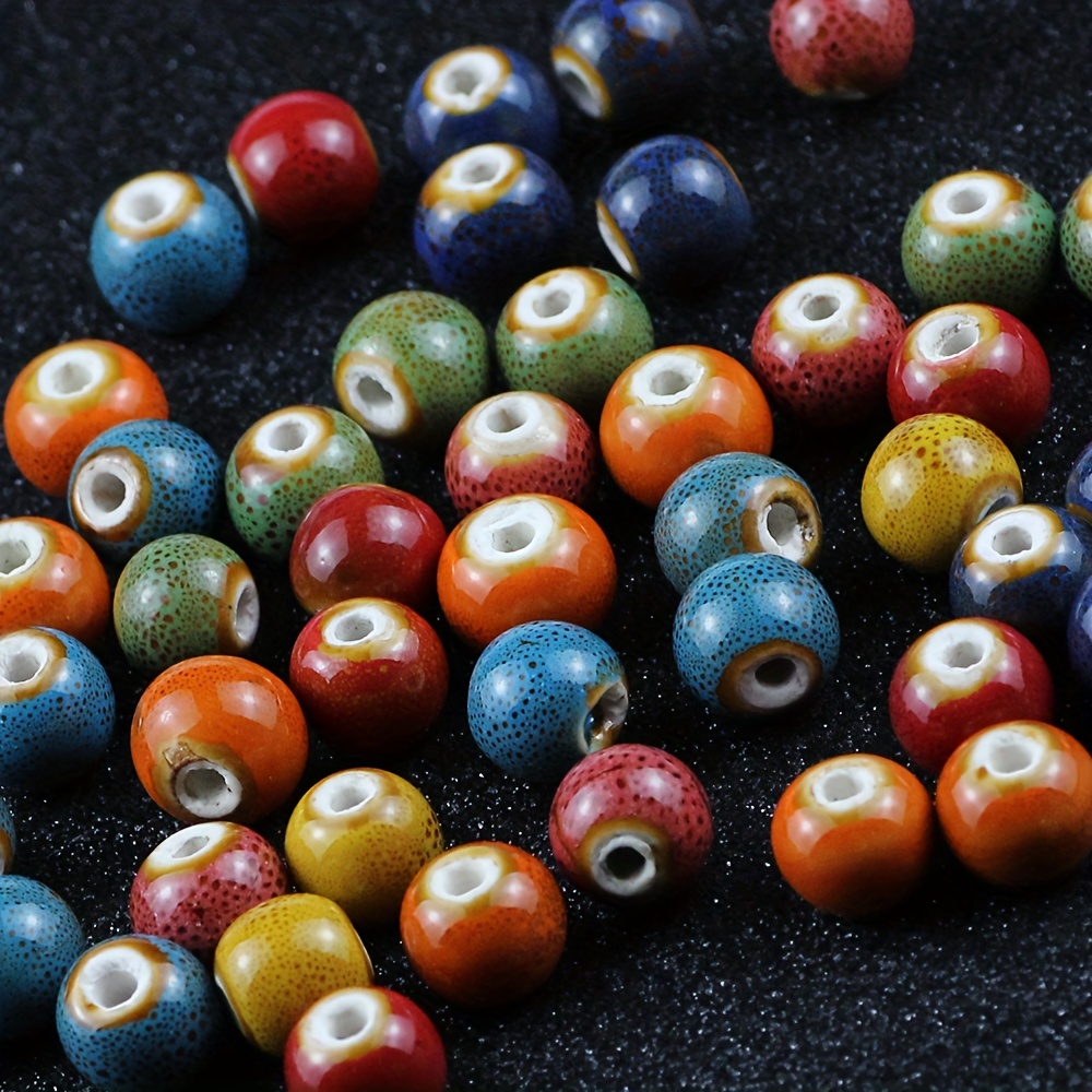 40pcs Colorful Glazed Ceramic Beads for DIY Jewelry Accessories