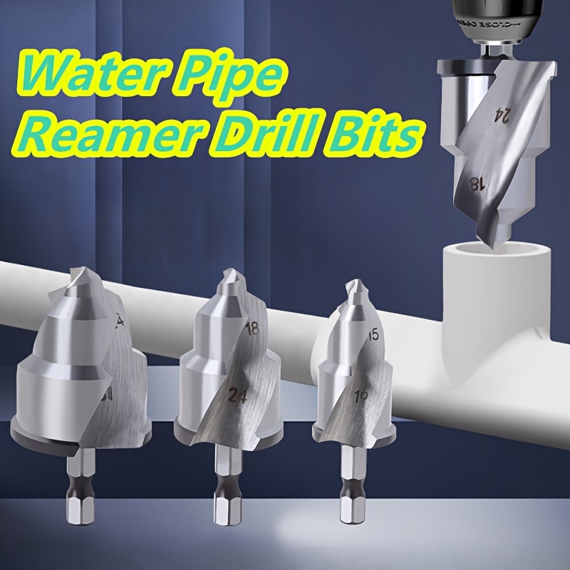 

3pcs Precision Pipe Reamer Drill Bit Set - 6.35mm Hex Shank, Ideal For Pvc & Plastic Pipes, Includes Step Drill Bits For Water Pipes, Ppr Pipe Expander, Reamer, Drilling Tool