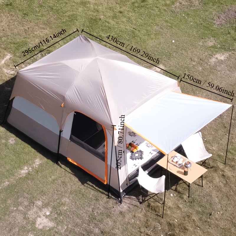 TEMU A 4/8/12 Person Thickened Large Tent, Net, Suitable For Family Outdoor Camping Beach Overnight Tent, Courtyard Tent, Suitable For And Can With