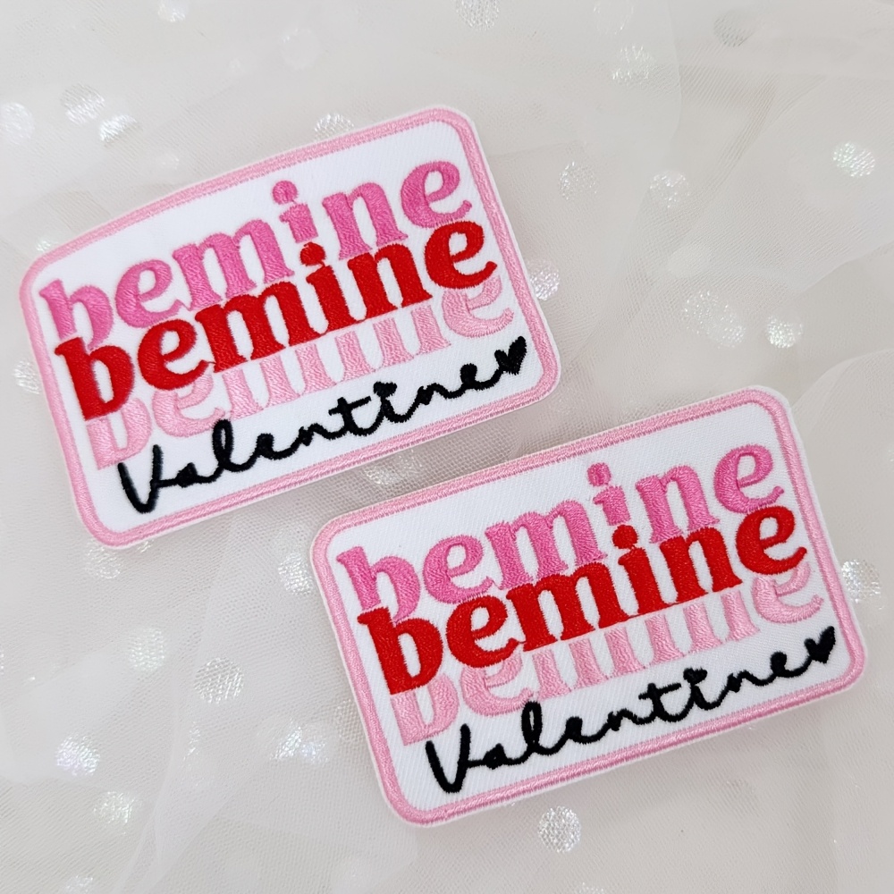 

2pcs Valentine Iron-on Embroidered Designs, Cartoon Humor Theme, Decorative Appliqués For Jeans, Jackets, Backpacks, And Trucker Hats, For And Small Business Crafts