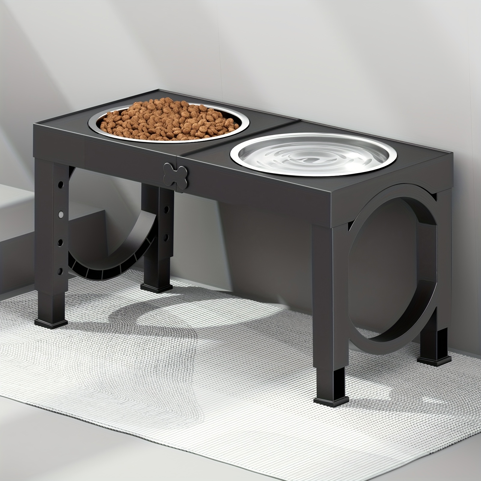 TEMU [adjustable Elevated Dog Bowls] 2 Stainless Food Bowls, Foldable Elevated Dog Bowls - 5 Adjustable Raised Dog Bowl Stand - 3.2" To 14" For Small Medium Large Dogs