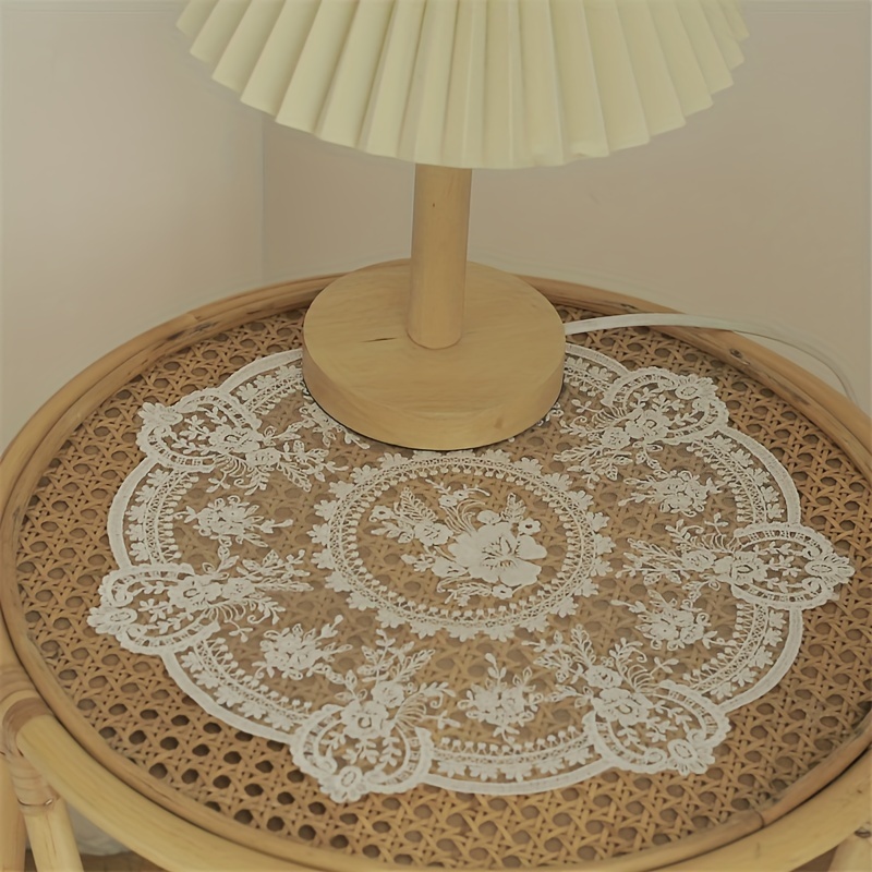 

Elegant Vintage Lace Tablecloth - Floral For Heat-resistant Table Protection, Air Fryer Dust Cover, And Home Decor, Round Polyester, Machine Washable, Lace, Dust Cover