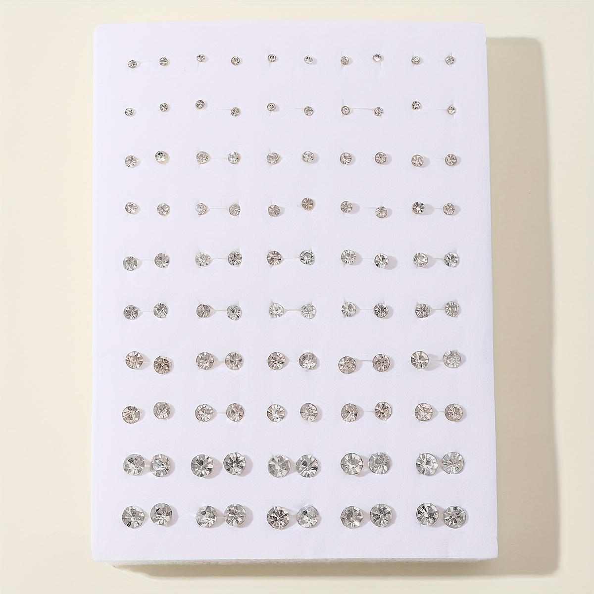 Image of 50 Pairs Of Minimalist Sponge-style Versatile Plastic Stud Earrings With Shiny Glass Rhinestones For Casual Attire