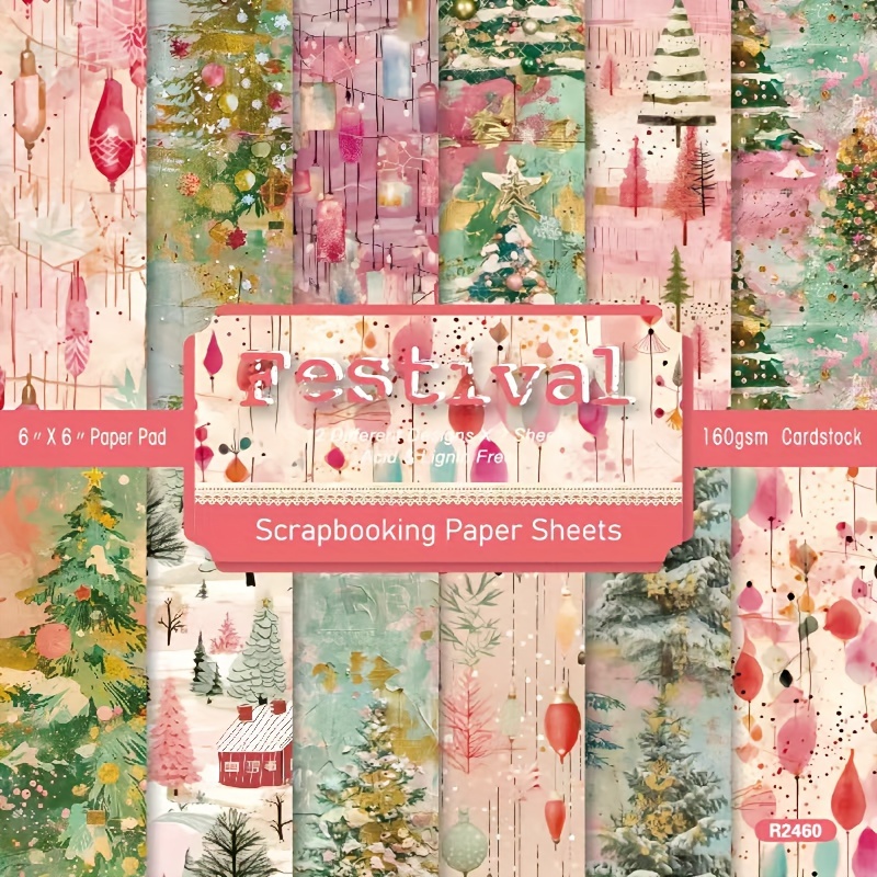 

24pcs Christmas Themed Scrapbooking Paper Sheets, 6x6 Inches, For Diy Albums, Card Making & Crafts, Acid-free 160gsm Paper (12 Unique Patterns, 2 Sheets Each)