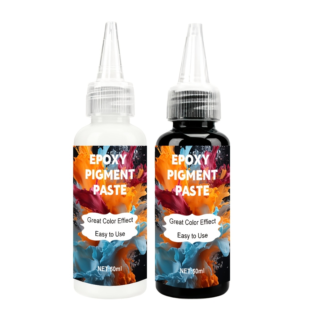 2pcs 50ml White Black Epoxy Resin Pigment Paste-high Concentrated Colorant For Resin Art, Ocean Waves, Cells Effects - Resin Dye For Painting, Coasters, River Tables & Diy Crafts