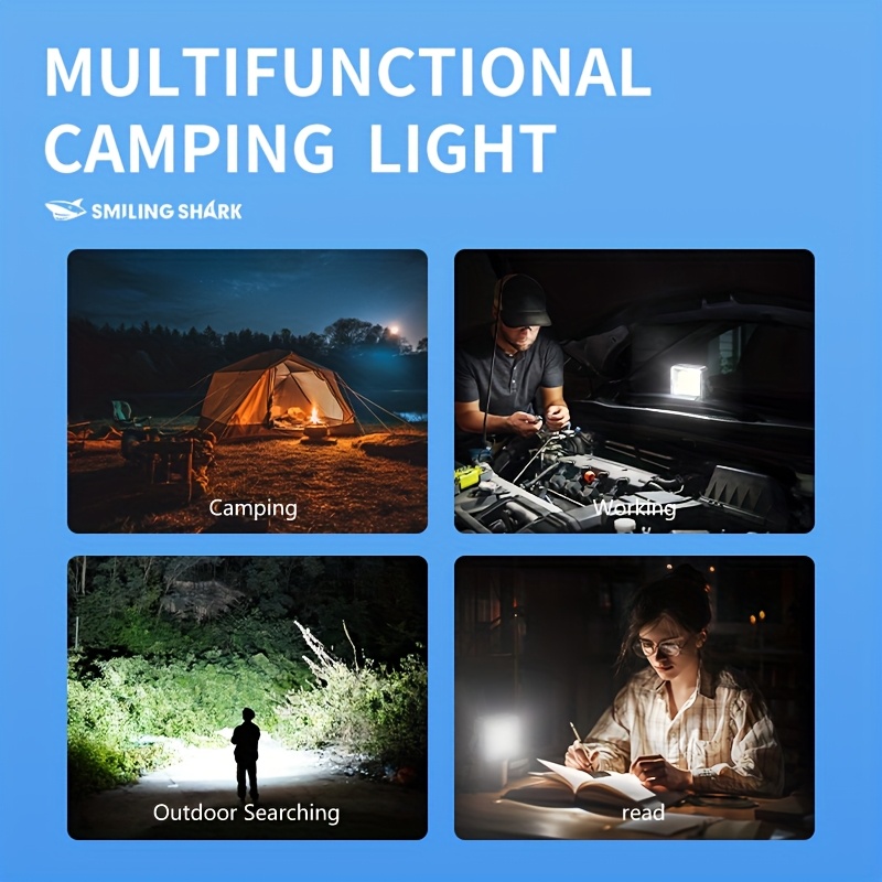lampe de camping cob ultra lumineuse - rechargeable par usb, magnétique, 3   (blanc/jaune), matériau abs,   pour le camping   air, utilisation durgence et éclairage  , éclairage portable | lumière à crochet | solution déclairage polyvalente détails 3