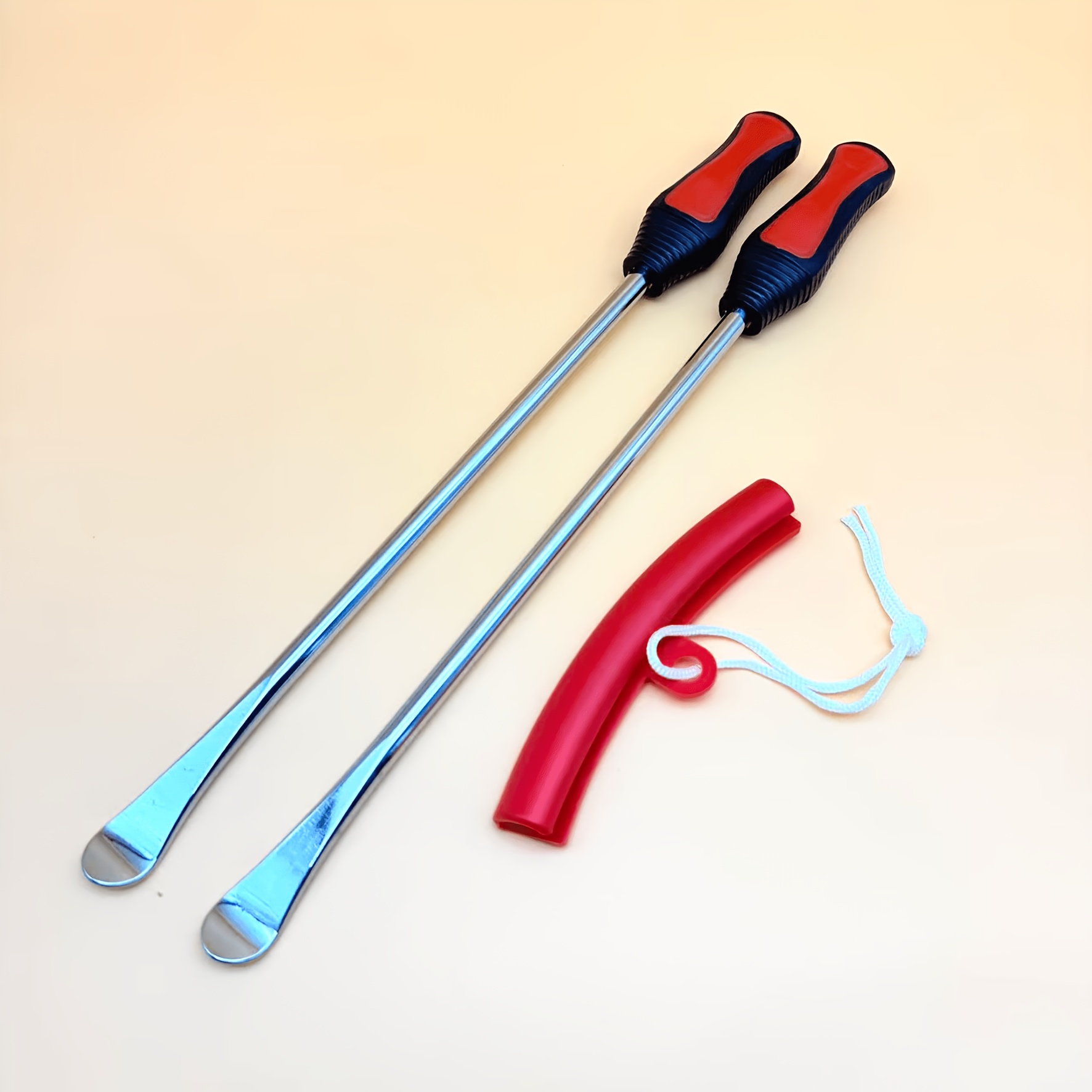 TEMU 370mm/14-inch 2pcs Chrome Vanadium Steel Tire Lever Set With A Protector, Chrome Vanadium Steel With Curved Head, Tire Bead Breaker Lever Tool