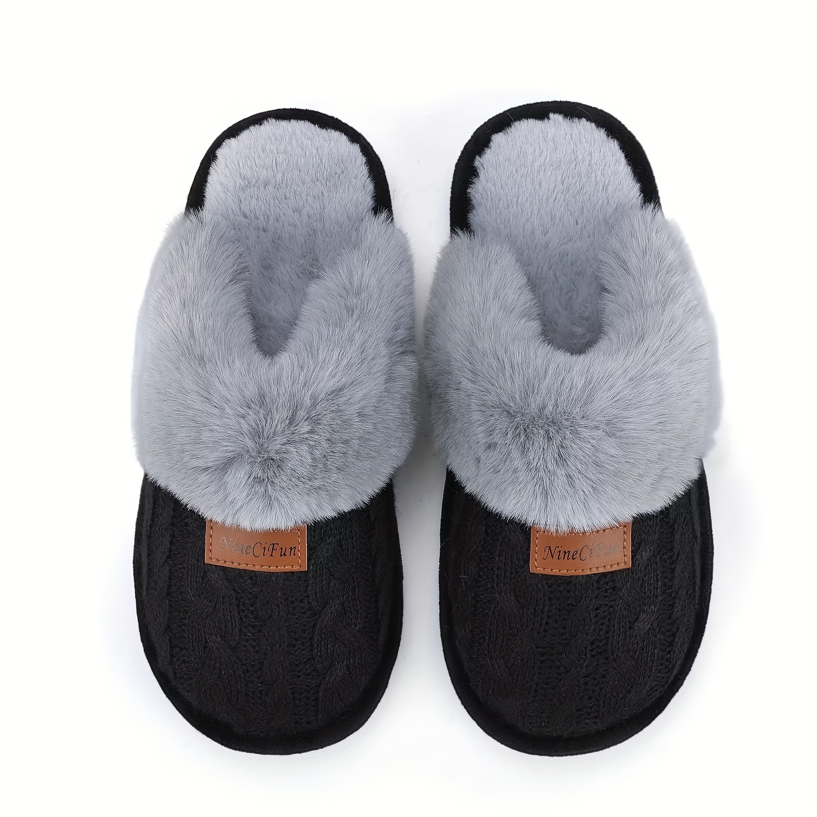 women's slippers plush fur lining soft indoor/outdoor Temu