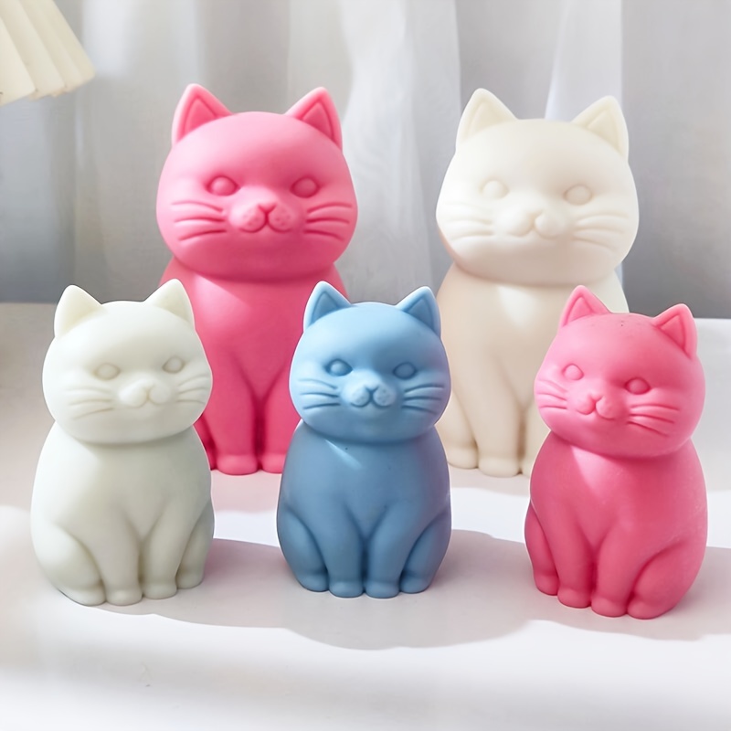 

1pc Adorable Miniature Sitting Cat, Diy Aromatherapy Candle Plaster Silicone Mold, Cake Mousse Decoration Props Ornament, Easy To Release, Kitchen Gadgets, Baking Tools