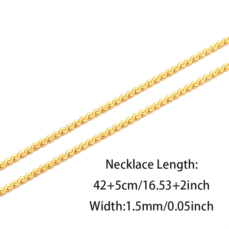 Image of 925 Sterling Silvery Women's Necklace, Wave Plain Chain, , Y2k Style, Low Sensitivity, Nickel-free,, Women's Jewelry, Mother's Day Gift, Valentine's Day Christmas Gift, Exquisite Gift Box Packaging