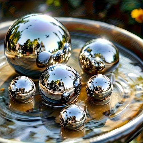 6pcs stainless steel hollow ball set 3 sizes 79 to 2 36 staircase window decorative balls garden sculpture reflective ornaments silvery mirror floating balls metal cutout fountain decor party pool accessories ideal for christmas and halloween gifts