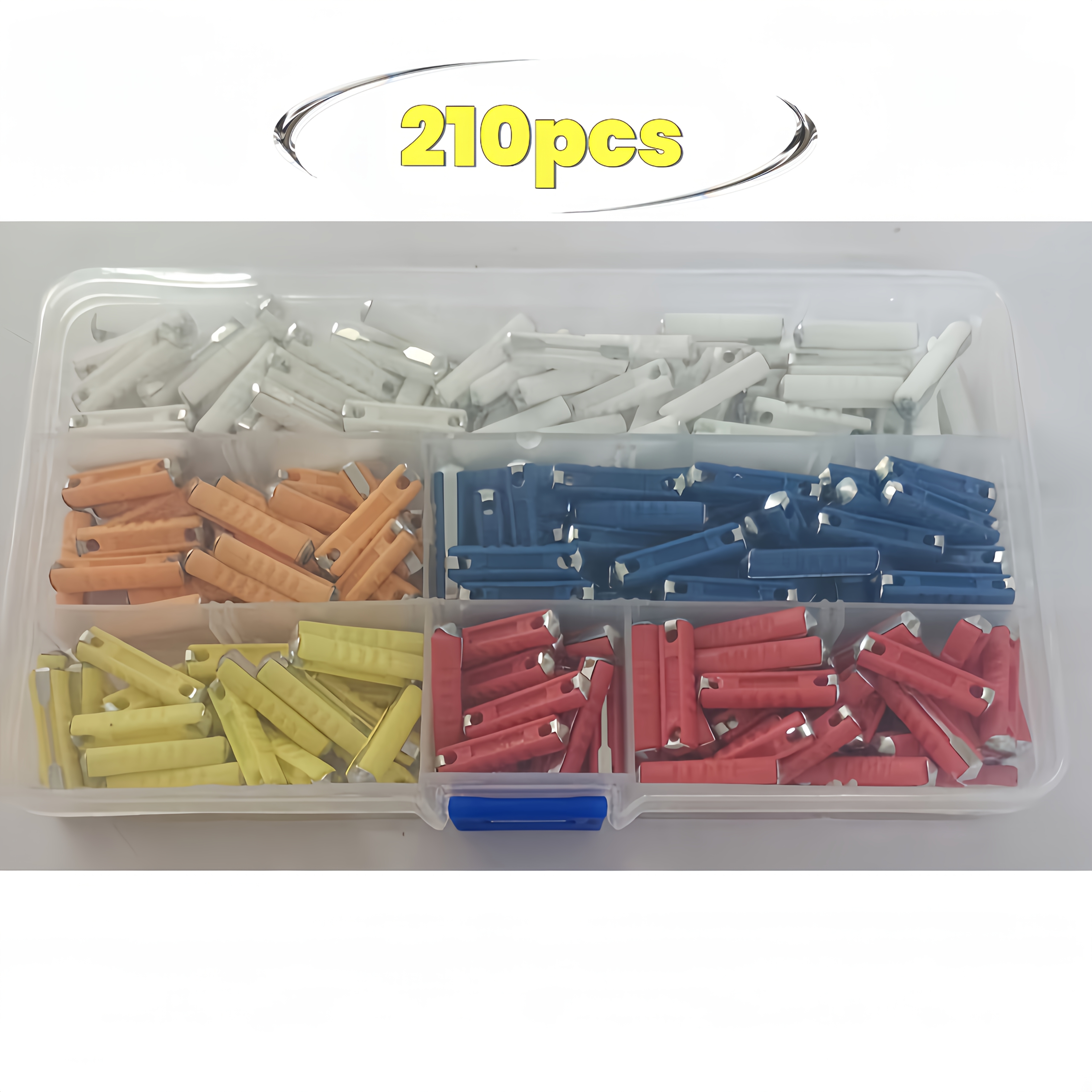 TEMU 210pcs Car Fuse Assortment Box - 24x5.8mm, Durable Aluminum, Compatible With Vintage Cars, 5a-25a, Automotive Fuses