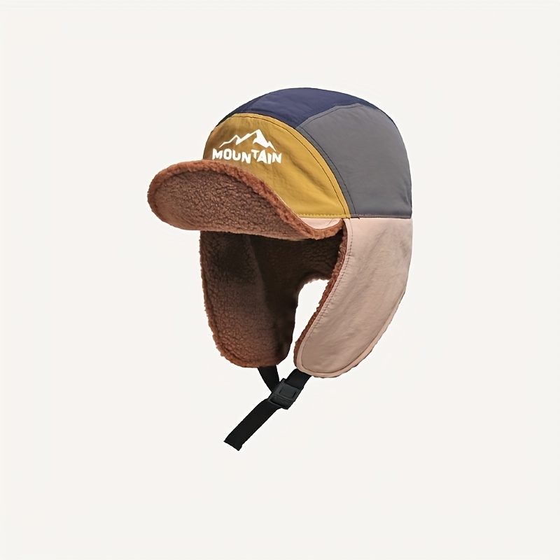 TEMU Women's Japanese Winter Ski Cap - 5-panel Warm Hat With Ear Flaps, Lightweight & High Quality, /brown - Adjustable Strap Closure For Skiing