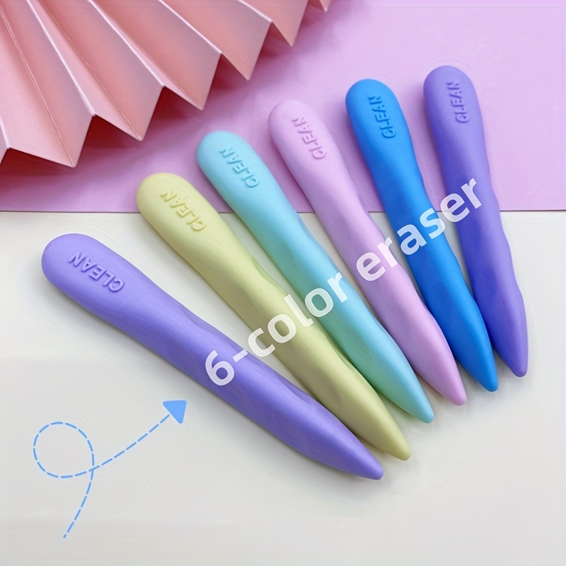 

6-color Eraser Set: Vibrant Tpr Rubber Erasers For Precise