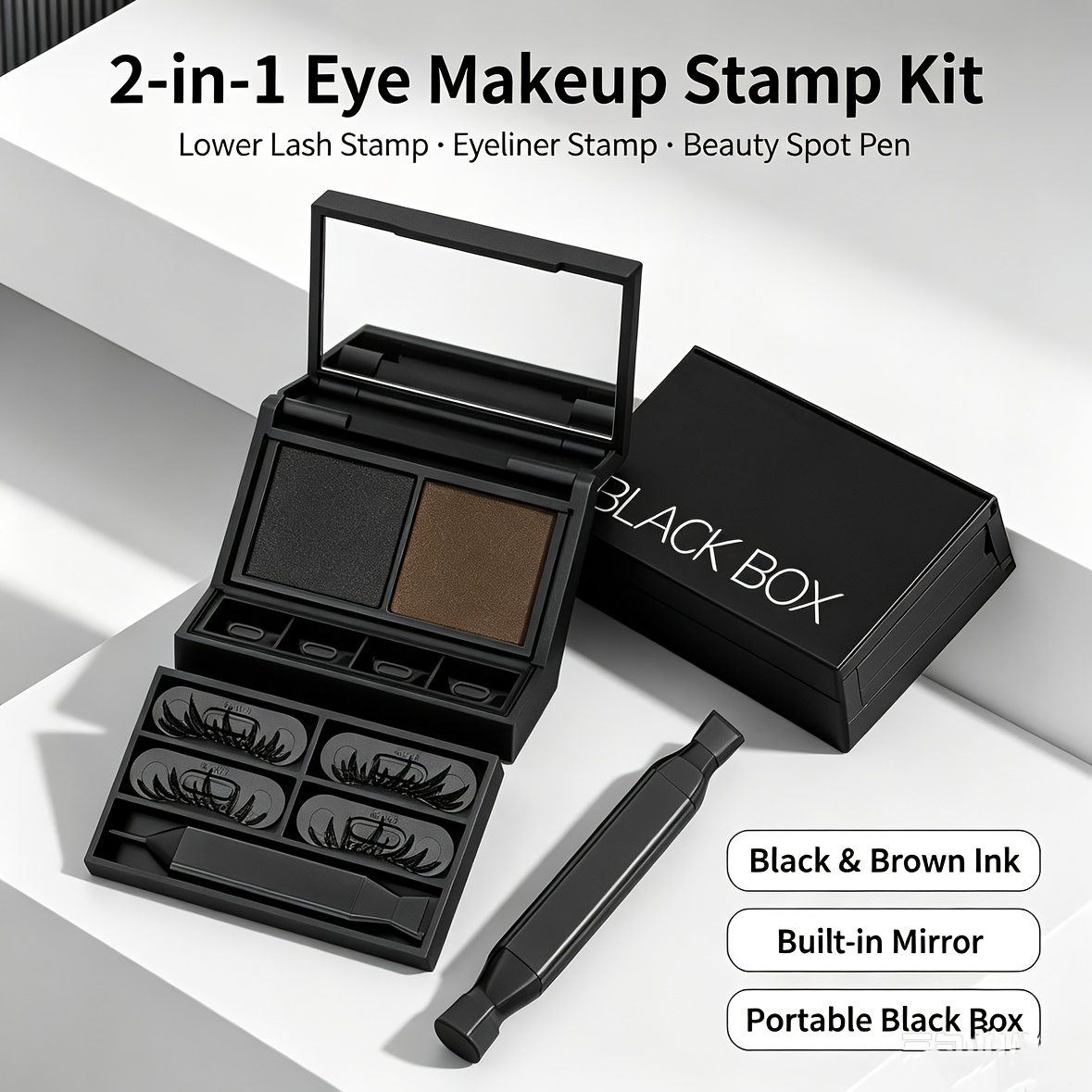 3 in 1 eyelash stamp eyeliner pen with stamp tip marker tip pen tip portable multi for instant lash extensions eyebrow eyelid designs suitable for normal skin travel friendly beauty device Product details 1