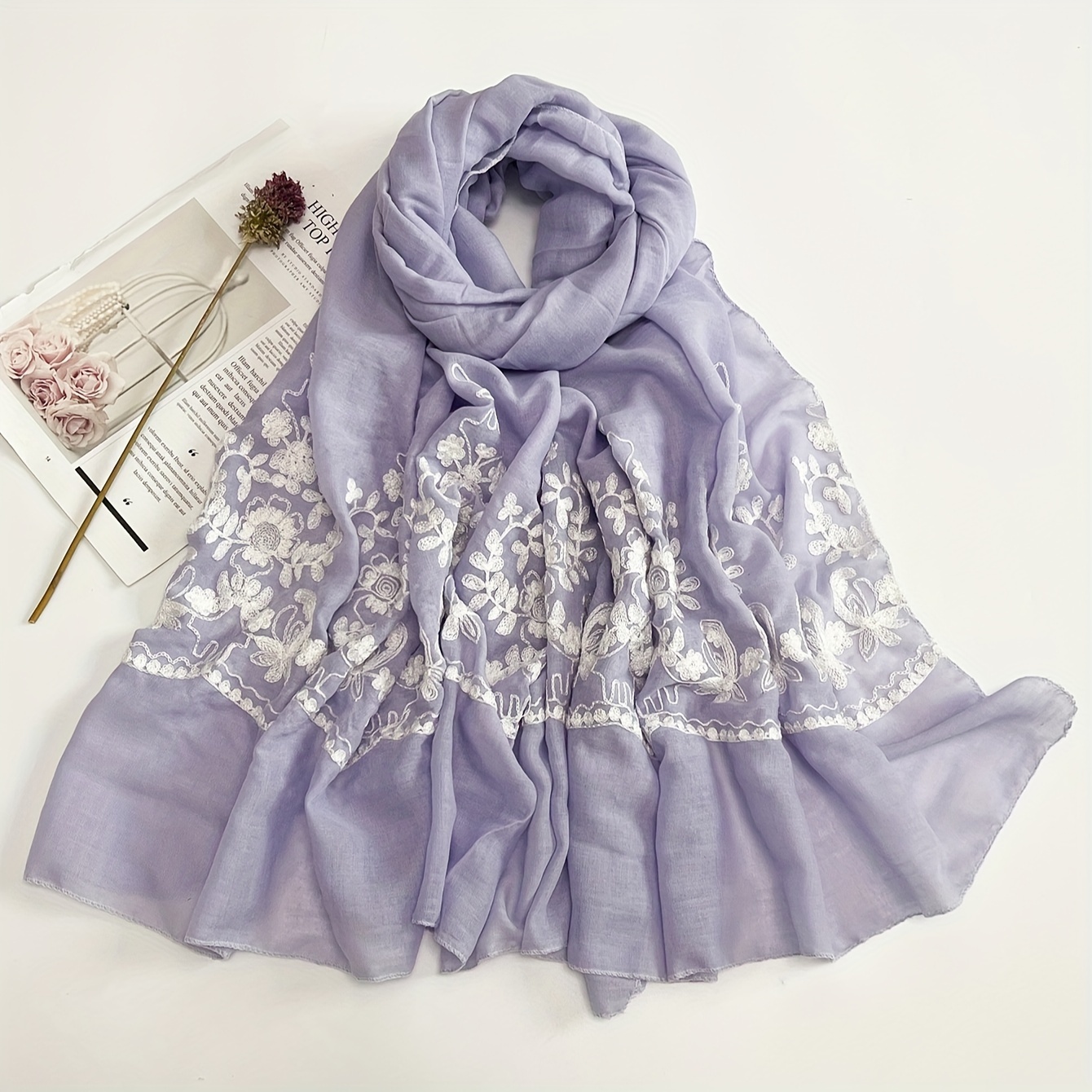 Womens Embroidered Fashion Scarf Shawl Headscarf Beach Towel