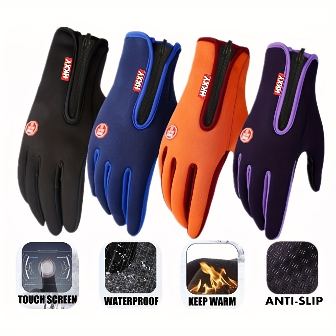 

1 Pair Of Waterproof Winter Gloves For Men - Touchscreen Compatible, Windproof, Non-slip Grip, Knit Fabric, Polyester - Ideal For Hiking, Running, Cycling - Suitable For Easter, ,