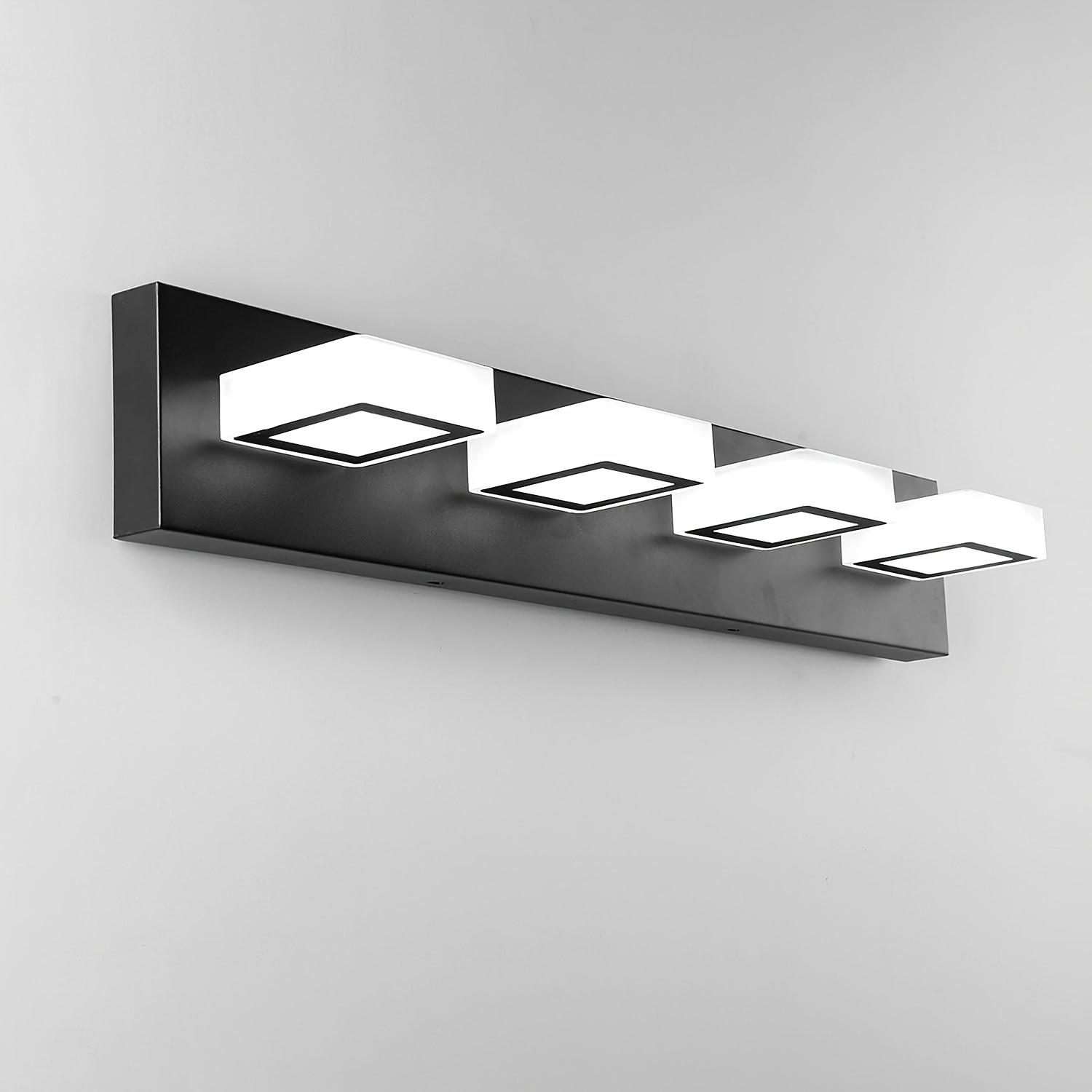 4 light modern bathroom vanity light fixture with reversible hanging semi recessed installation cool white 6000k suitable for mirror over sink wide voltage ceiling wall lighting compatible suitable for dry areas no