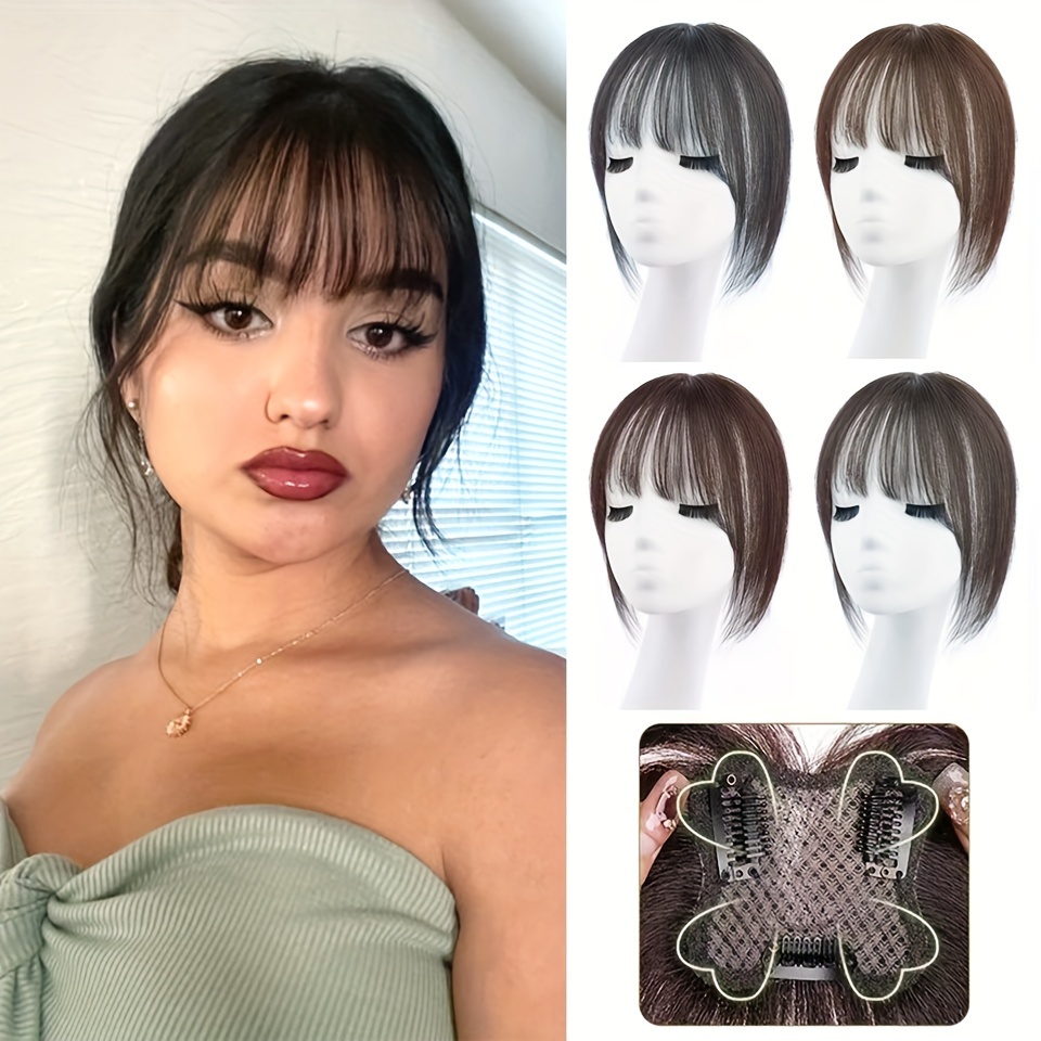 ヘアバング3Dバングトッパーシンセティックストレートエアバングヘア