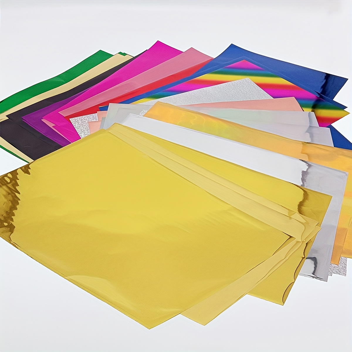 

Alinacutle Lot de 50 feuilles métallisées A4, feuilles d'aluminium pour estampage à chaud, laminateur, compatible avec les imprimantes laser, couleurs holographiques brillantes et pour les manuels