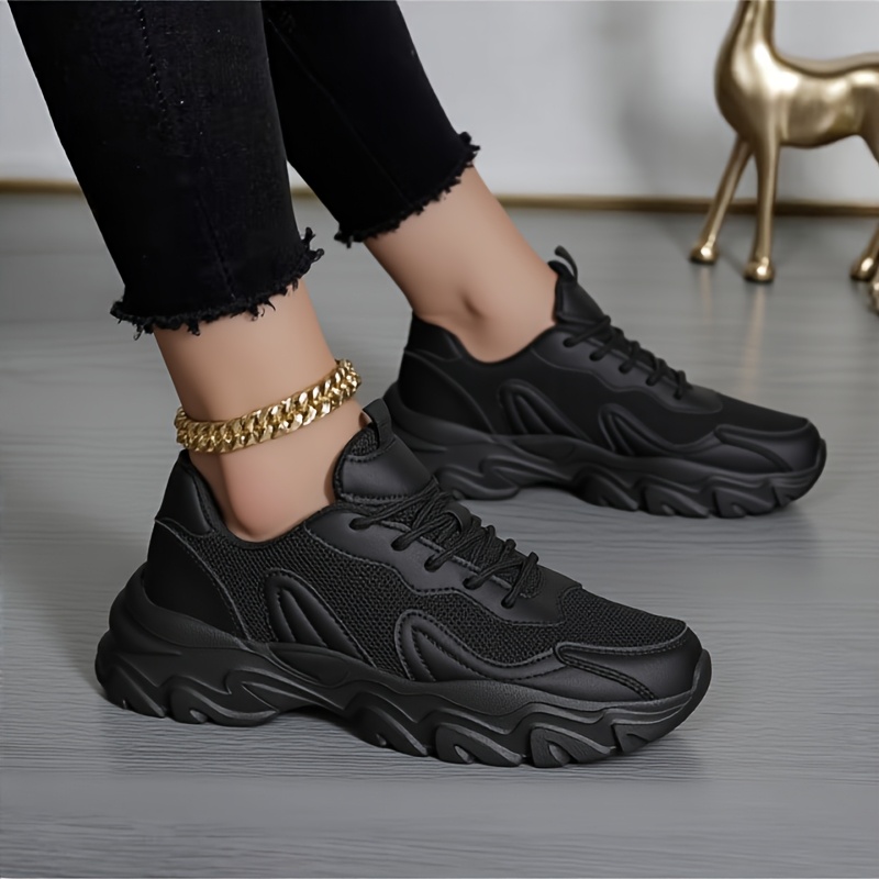 Women's Height Increase Platform Sneakers - Soft-Soled Lightweight Breathable & Sole Low-Top Lace-Up Walking Shoes Suitable for - Casual Wear, Office, Everyday Use - Cushioned for Height Boosting Footwear, Women Shoes