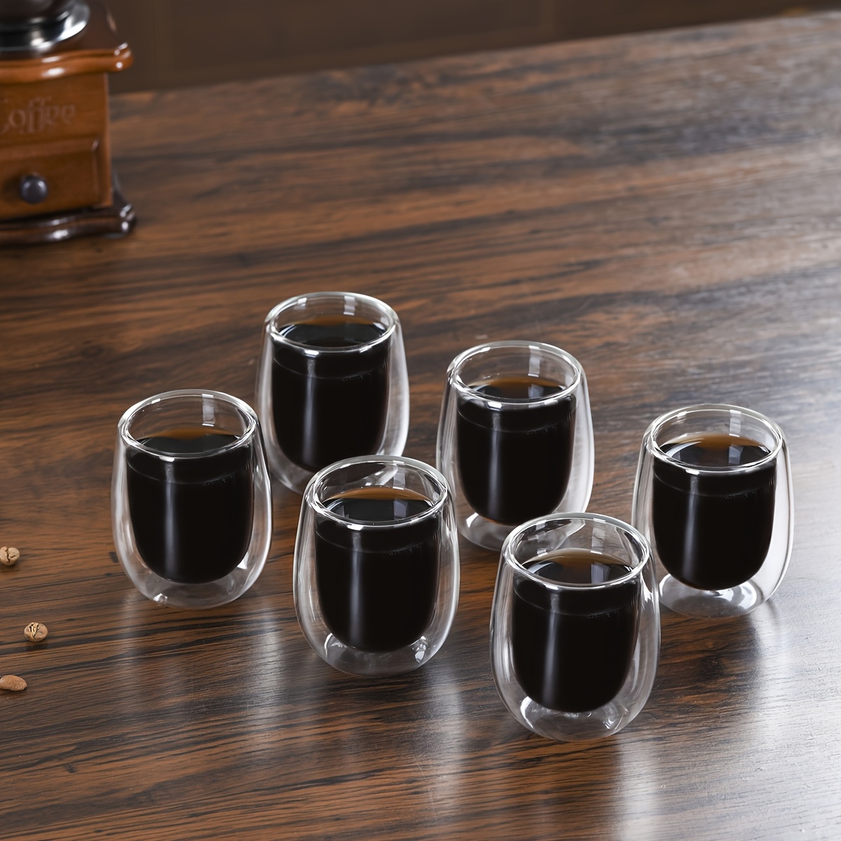 Image of Set Of 4-6 Espresso Cups, Double-walled Glass Coffee Mugs With A 4oz Capacity, Clear Insulated Espresso Shot Glasses Made From Borosilicate Glass, Featuring A Handle- Heat-resistant