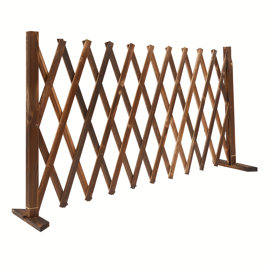 TEMU 1/2pieces Wood Fence Panel Retractable Privacy Screen | Expandable Farmhouse Garden Trellis, Adjustable Height & Width, Sturdy Wood For