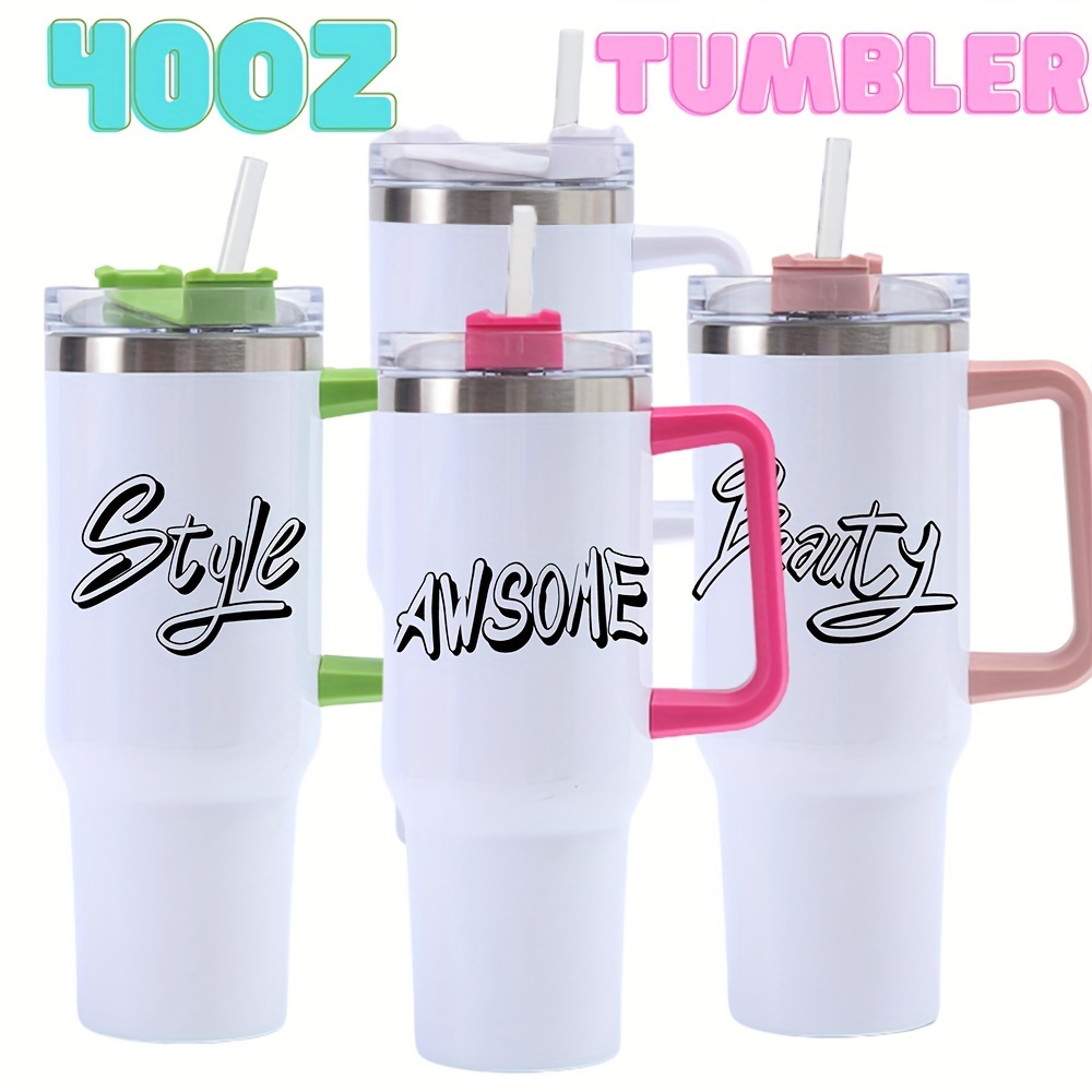 

1pc/4pcs 40oz Tumbler Cup Set, Double-wall Stainless Steel Travel Mug, Insulated Coffee Cup, Large Capacity Vacuum Tumbler With Handle And Straw, Diy Personalized Drinkware, Gifts